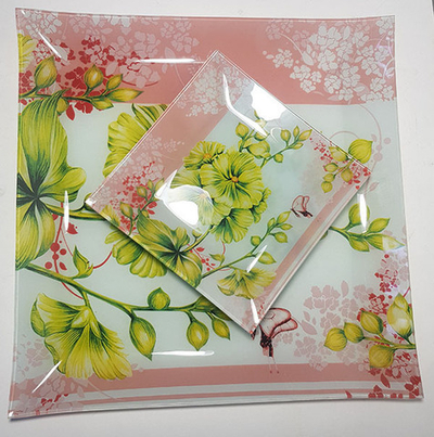 Набор стеклян. тарелок 3шт (квадрат)ШК5487