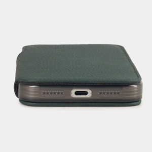 Чехол-книжка кожаная для iPhone 17 Pro Max, теленок темно-зеленого цвета