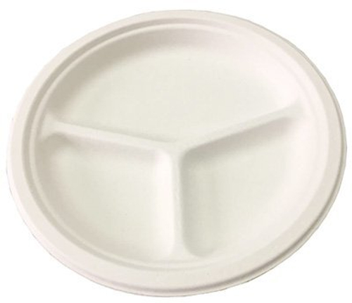 Тарелка БиоУп, 3-секции, диаметр 260 мм, целлюлоза, 50 штук