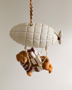 ZARA HOME ЕЛОЧНОЕ УКРАШЕНИЕ «СОБАКА НА ВОЗДУШНОМ ШАРЕ», КОРИЧНЕВЫЙ