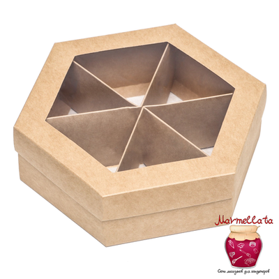 Упаковка менажница с разделителями, с окном, КРАФТ