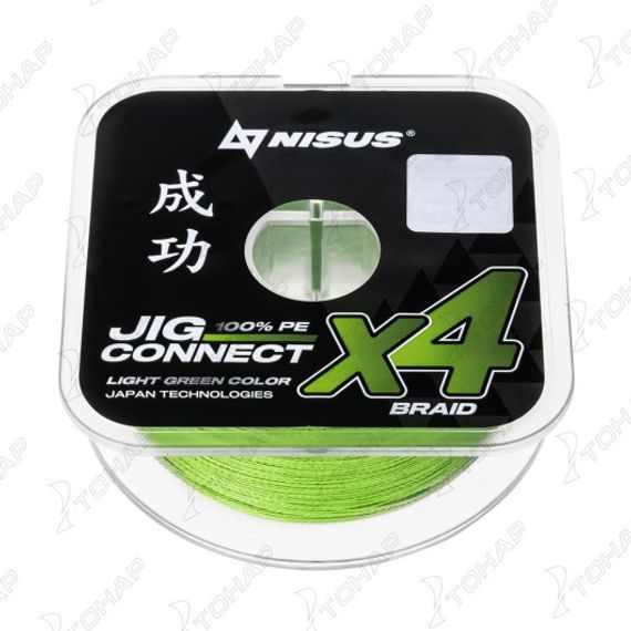Шнур JIG CONNECT X4 PE Light Green 150m #2.5, 0.25mm 14.8кг/32.4LB (T-N-JC-X4-0.25-150-LG) NISUS