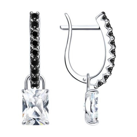 Серьги из серебра с фианитами