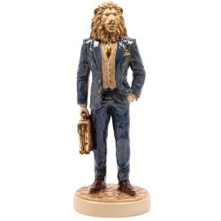 Скульптура Лев Бизнесмен Айвори Синий