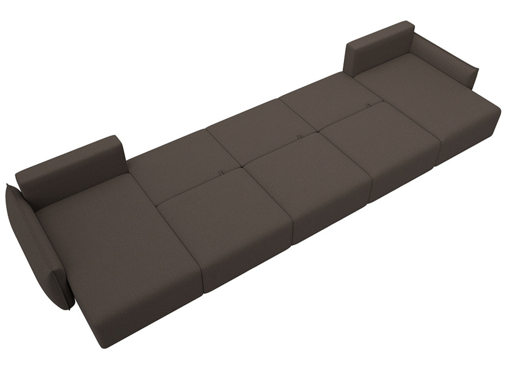 Диван П-образный Лига-051 НПБ МегаЛонг рогожка Амур 05 коричневый