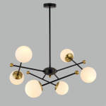 6581/6 MODERNI LN26 174 черный, золотой/белый металл  /стекло Люстра потолочная E14 6*40W 220V MELODY