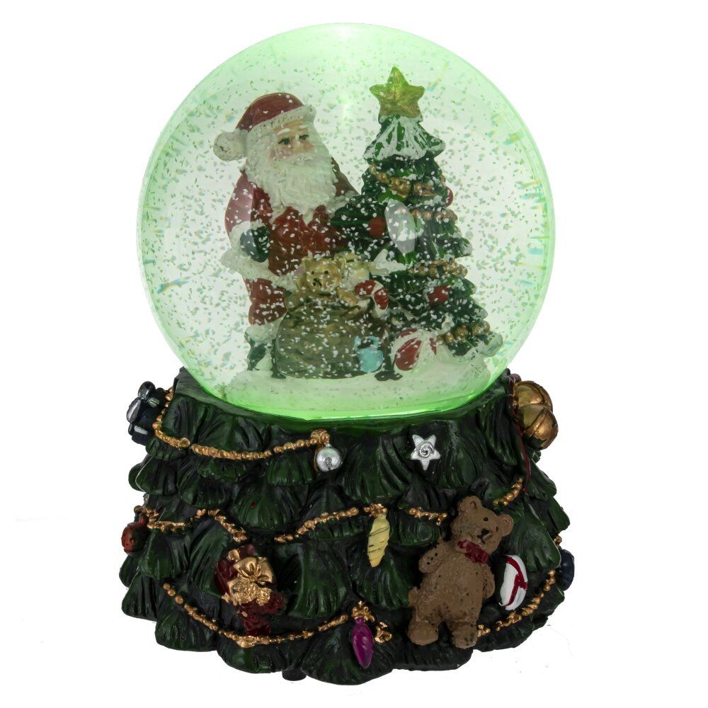 GAEM Фигурка декор в стекл шаре "Дед Мороз" ( подсв, муз, вьюга, AAAх3 н/п), D 10 см, L11 W11 H15 см