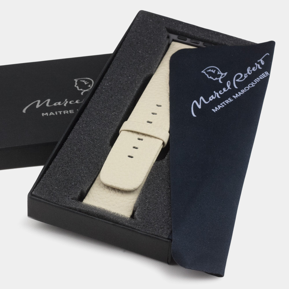 Ремешок для Apple Watch 44/45/46 mm из кожи теленка, молочного цвета