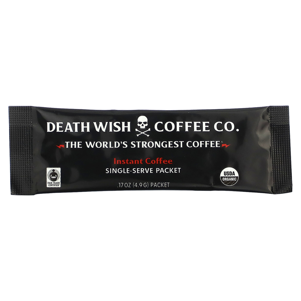 Death Wish Coffee, The World's Strongest Coffee, растворимый кофе, 8 порционных пакетиков по 4,9 г (0,17 унции)