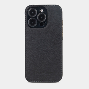 Чехол-накладка для iPhone 16 Pro из кожи теленка, черного цвета