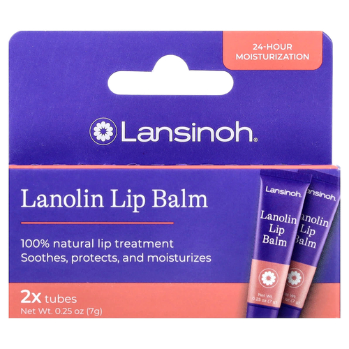 Lansinoh, бальзам для губ с ланолином, 2 шт. в упаковке, 7 г (0,25 унции)