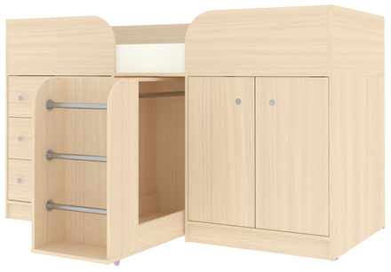 Кровать-чердак КарИВи Малыш 4  Дуб Молочный  Дуб Молочный