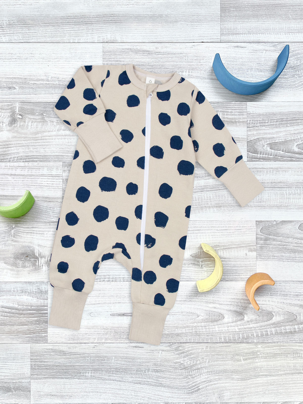 Утеплённый комбинезон с открытой ножкой Mjölk Sleep and Play Горошки
