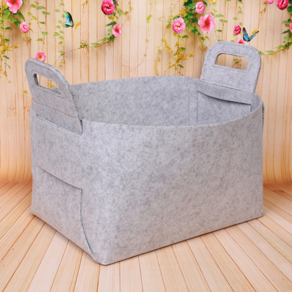 Корзина для хранения войлок 36*26*23 светло-серая