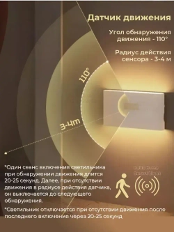 Светильник настенный с датчиком движения беспроводной светодиодный аккумуляторный