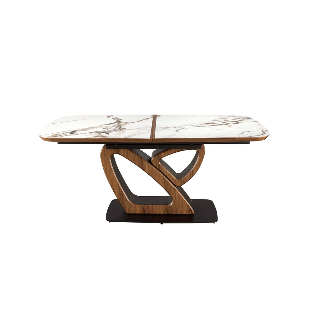 Раздвижной обеденный стол 1161 из керамики с мраморной отделкой и ореха