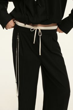 Брюки с цепочкой (Рири), черные в полоску