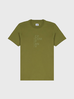 Футболка C.P. Company 30/1 Jersey Vertical Logo Green Moss