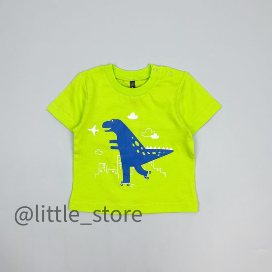 Футболка хлопковая "Динозавры" ярко-зеленая