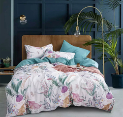 Постельное белье ЕВРО (двуспалка) Египедский Хлопок Белый Лепестки