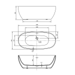 Ванна акриловая Vincea VBT-405-1600, 1600*780*580, цвет белый, щелевой перелив, слив хром