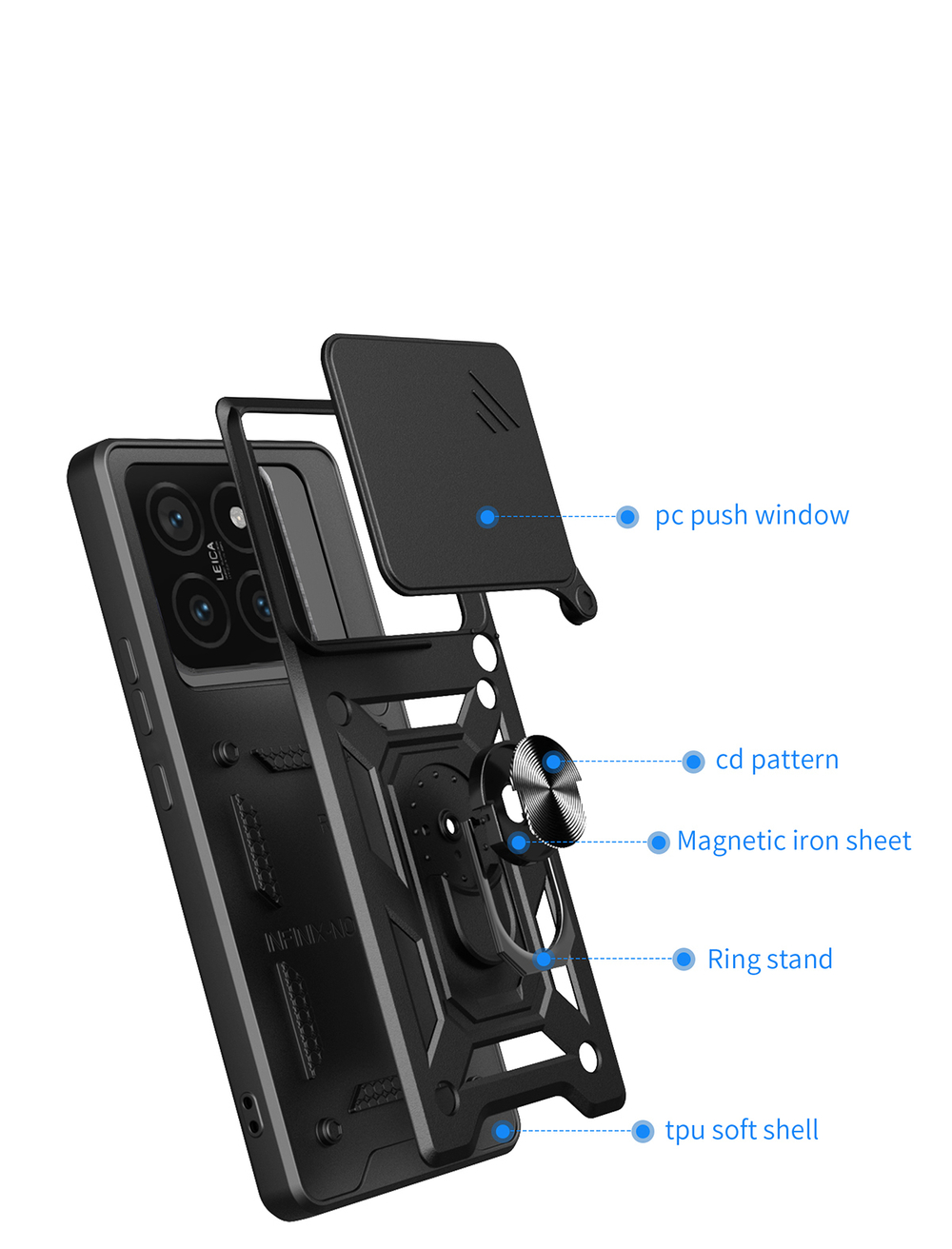 Чехол с кольцом Bumper Case для Xiaomi 14T Pro