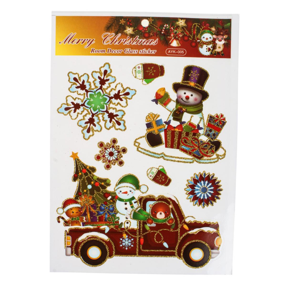 Наклейка новогодняя 21.5*30.5 см, 4 вида микс , пакет