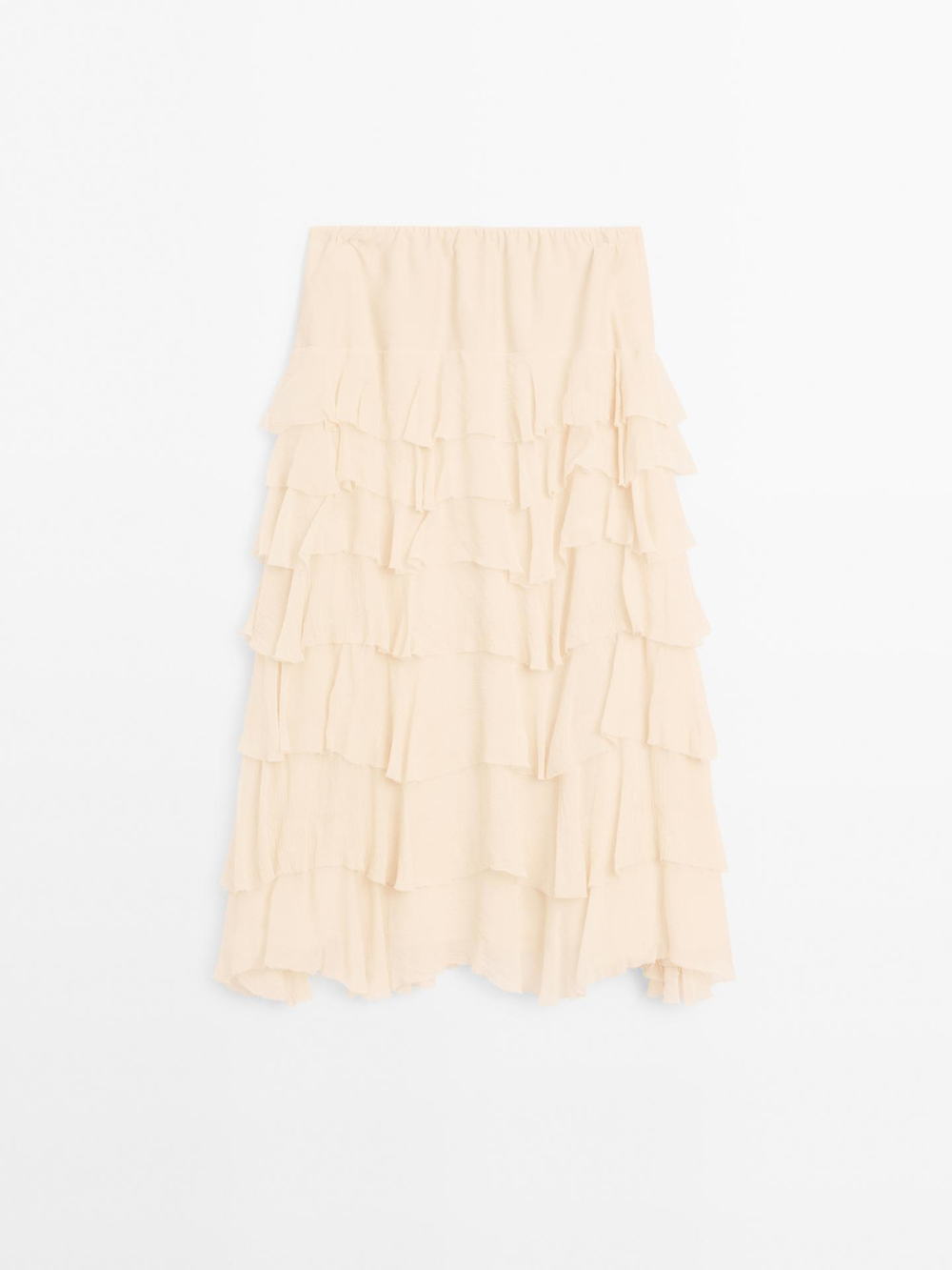 Massimo Dutti Короткая юбка с воланами, кремовый