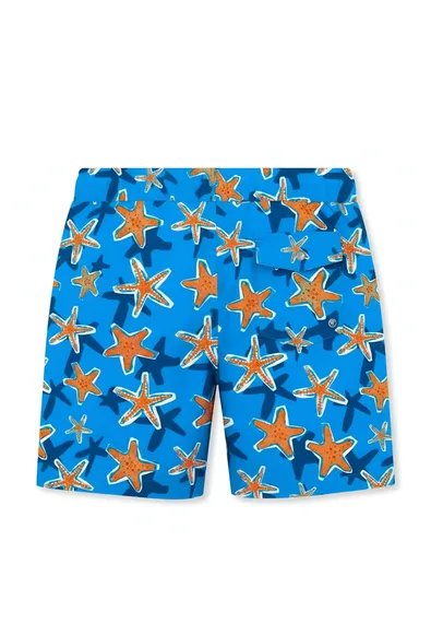 Мужские шорты пляжные голубые с принтом JOHN FRANK JFSSSWL47-STARFISH BLUE