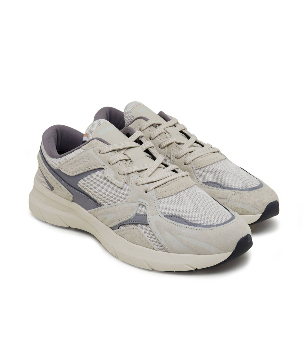 Кожаные кроссовки owen_runn BOSS BLACK - серый(50504238)