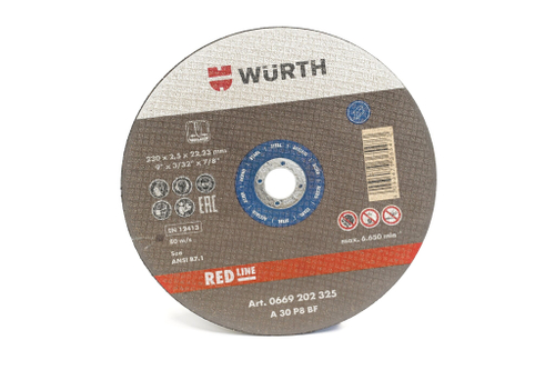 КРУГ ОТРЕЗНОЙ WURTH ПО СТАЛИ TH2,5 BR22,2 D230ММ