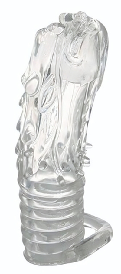 Закрытая прозрачная насадка в форме дракона с креплением-колечком - 14 см. (Цвет: прозрачный)