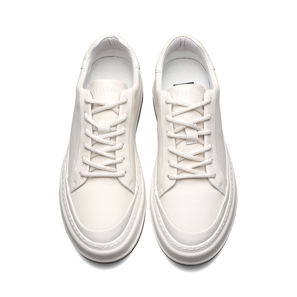 PARDASAUL Top Grain Cow Leather Stylish Skateboarding Shoes Men"s White