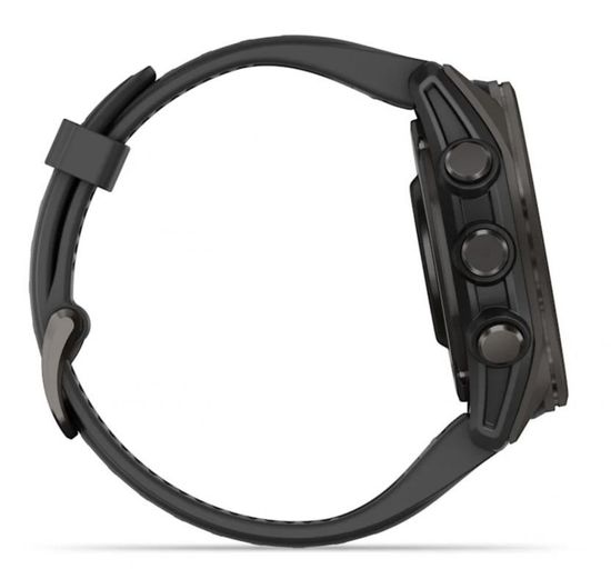 Умные часы Garmin Fenix 8, 43 мм, AMOLED, Sapphire Carbon Gray DLC Titanium with black/pebble gray silicone band