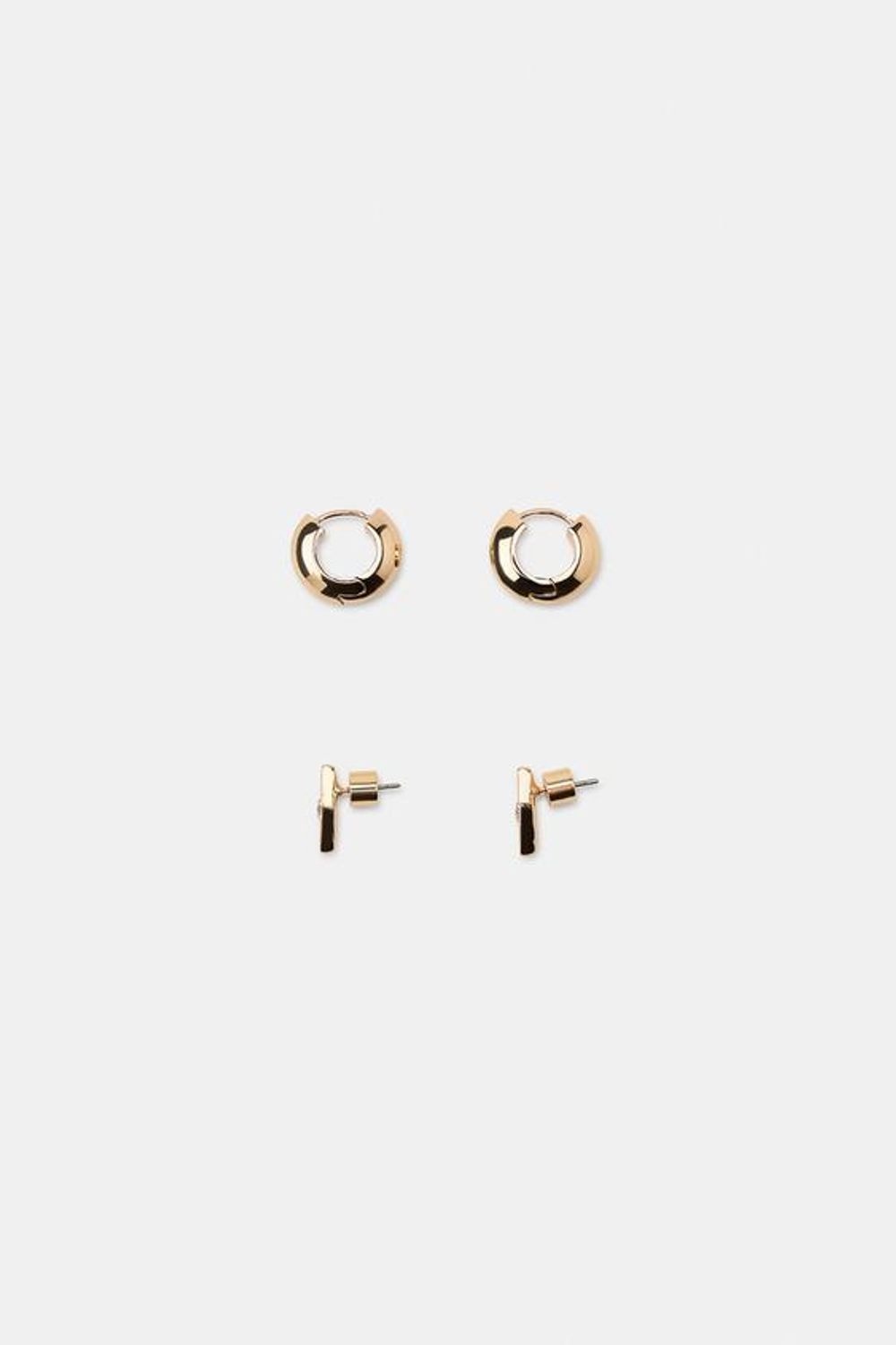 ZARA НАБОР СЕРЕГ-КОЛЕЦ СО СТРАЗАМИ, ЗОЛОТИСТЫЙ