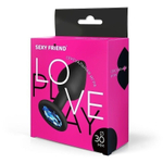 Черная силиконовая анальная втулка с синим кристаллом - 7,3 см. (Цвет: синий)