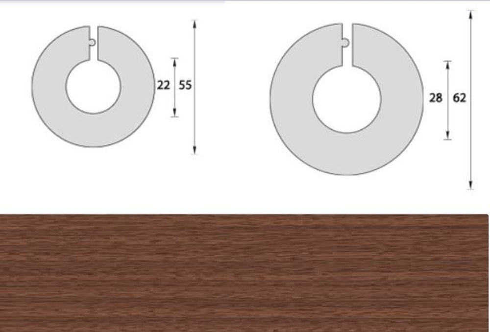 Розетта для труб 22мм "ИД" Орех темный (1/2")