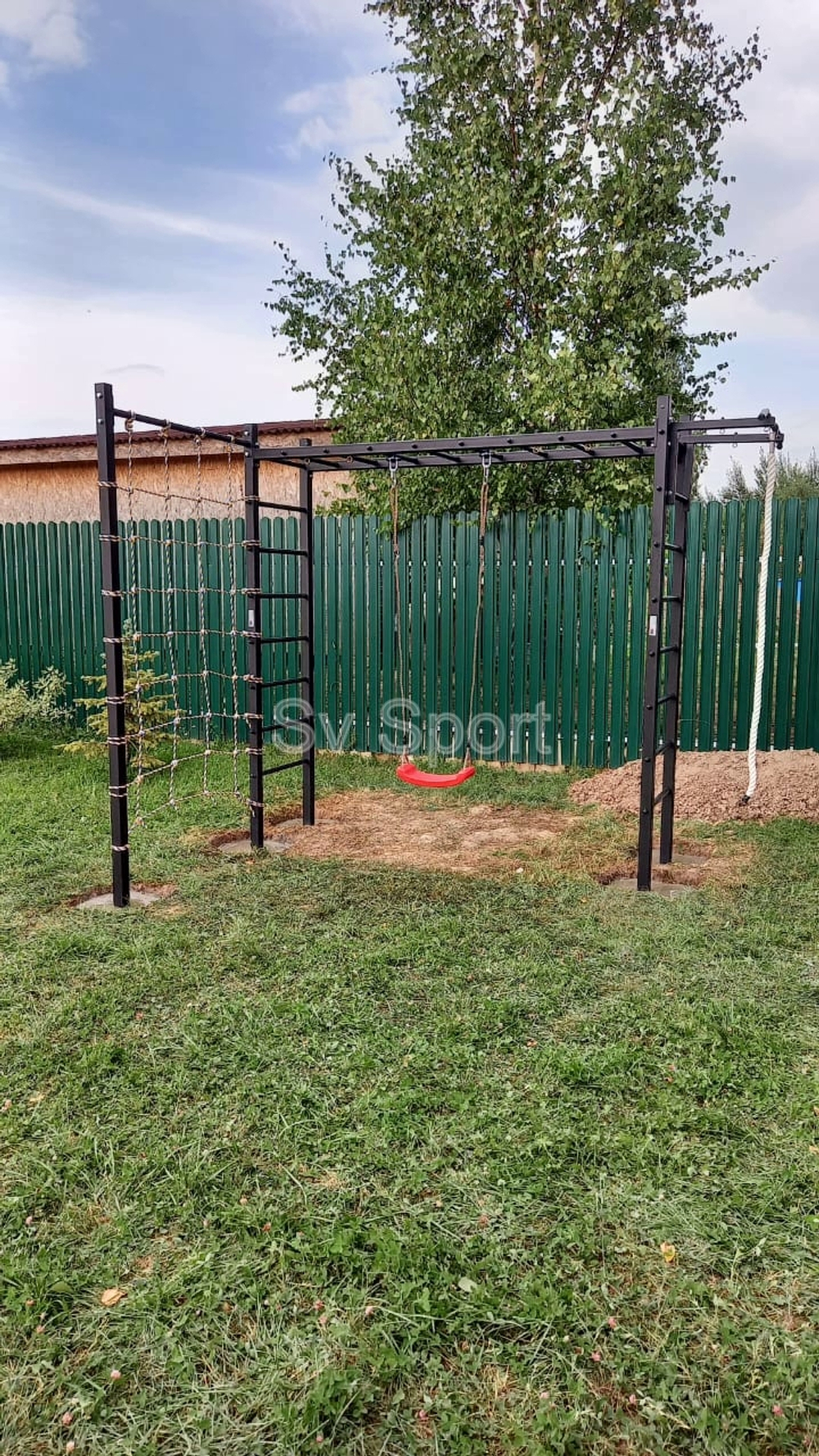 Монтаж уличной шведской стенки Sv Sport Рукоход (5 вертикальных столбов)