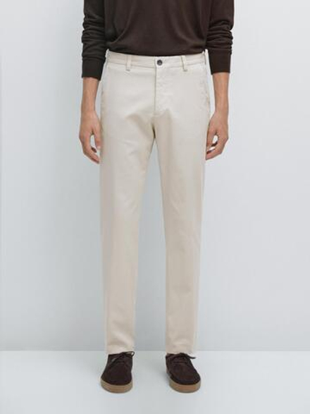 Massimo Dutti Облегающие текстурированные брюки, каменный