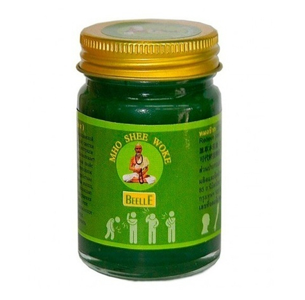 Mho Shee Woke Зеленый тайский массажный бальзам на травах с болеутоляющим эффектом, 50гр