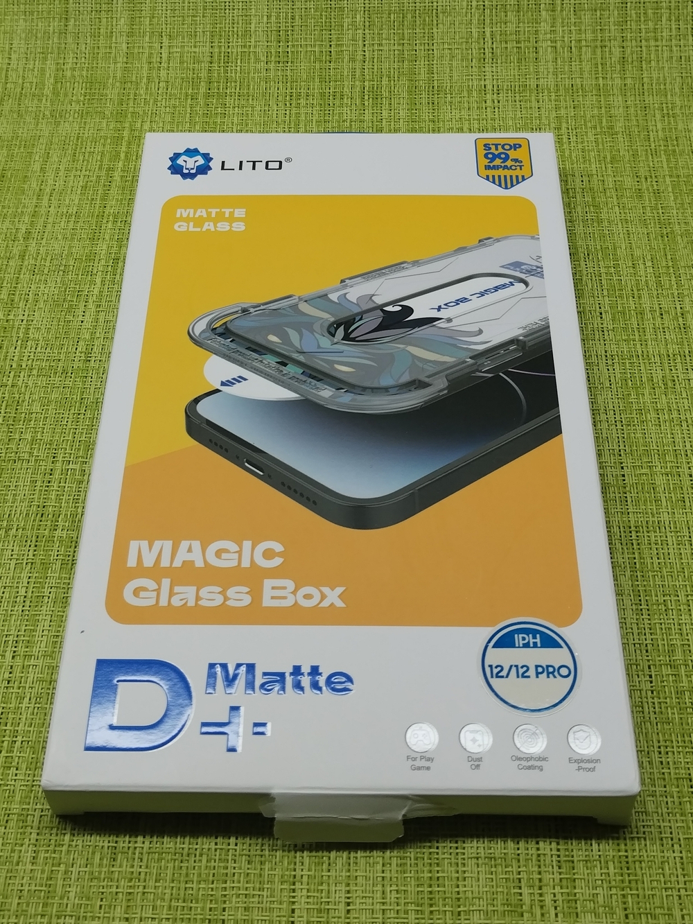 iPhone 12/12 Pro / Защитное стекло матовый, D+ Matte Glass Box, с кейсом самоклейкой