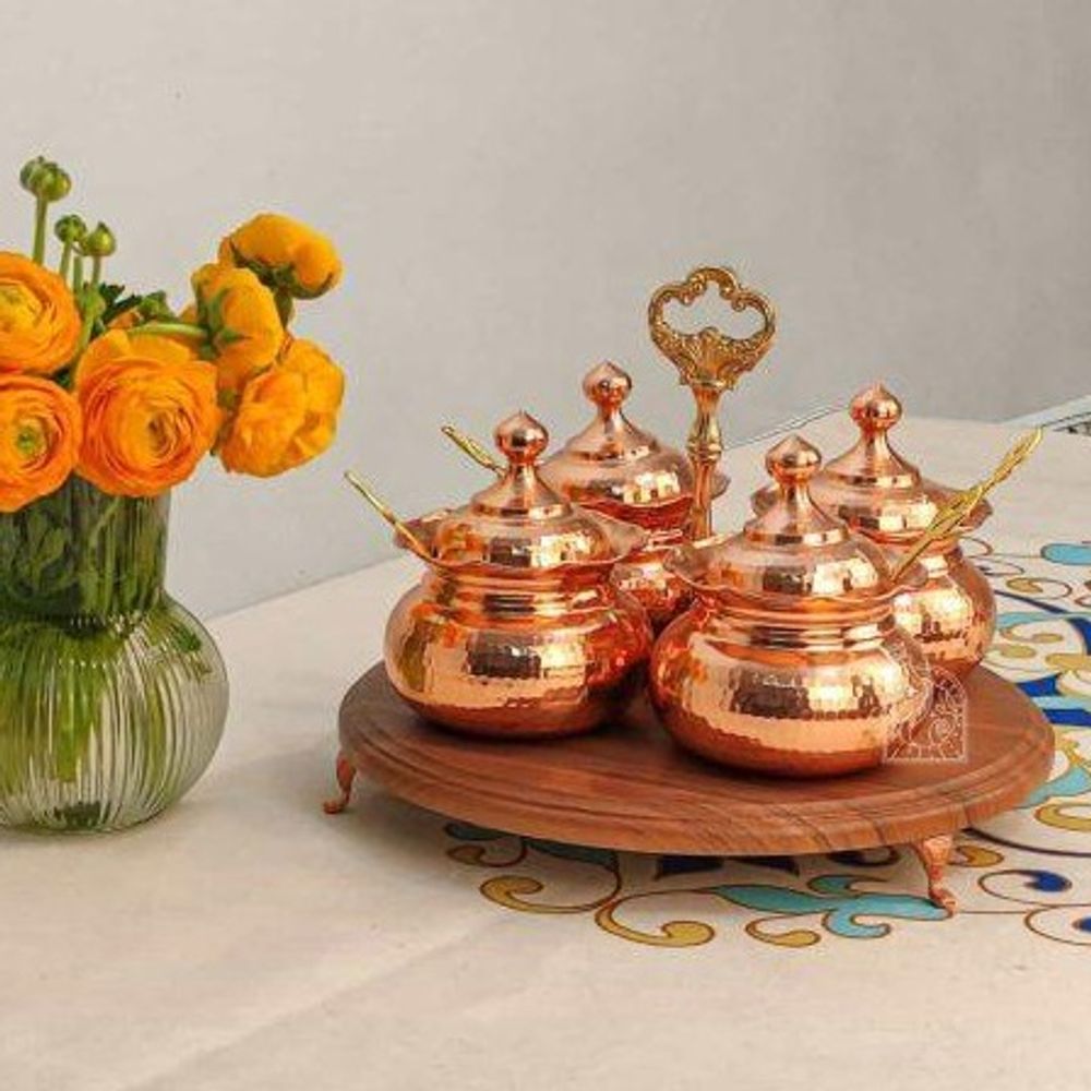 Медный набор для специй на деревянной подставке Exirmes 30220309 Иран