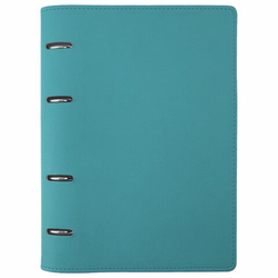 Тетрадь на кольцах А5 180х220мм, 120л, под кожу, BRAUBERG Joy, бирюзовый/серо-голубой, 129993