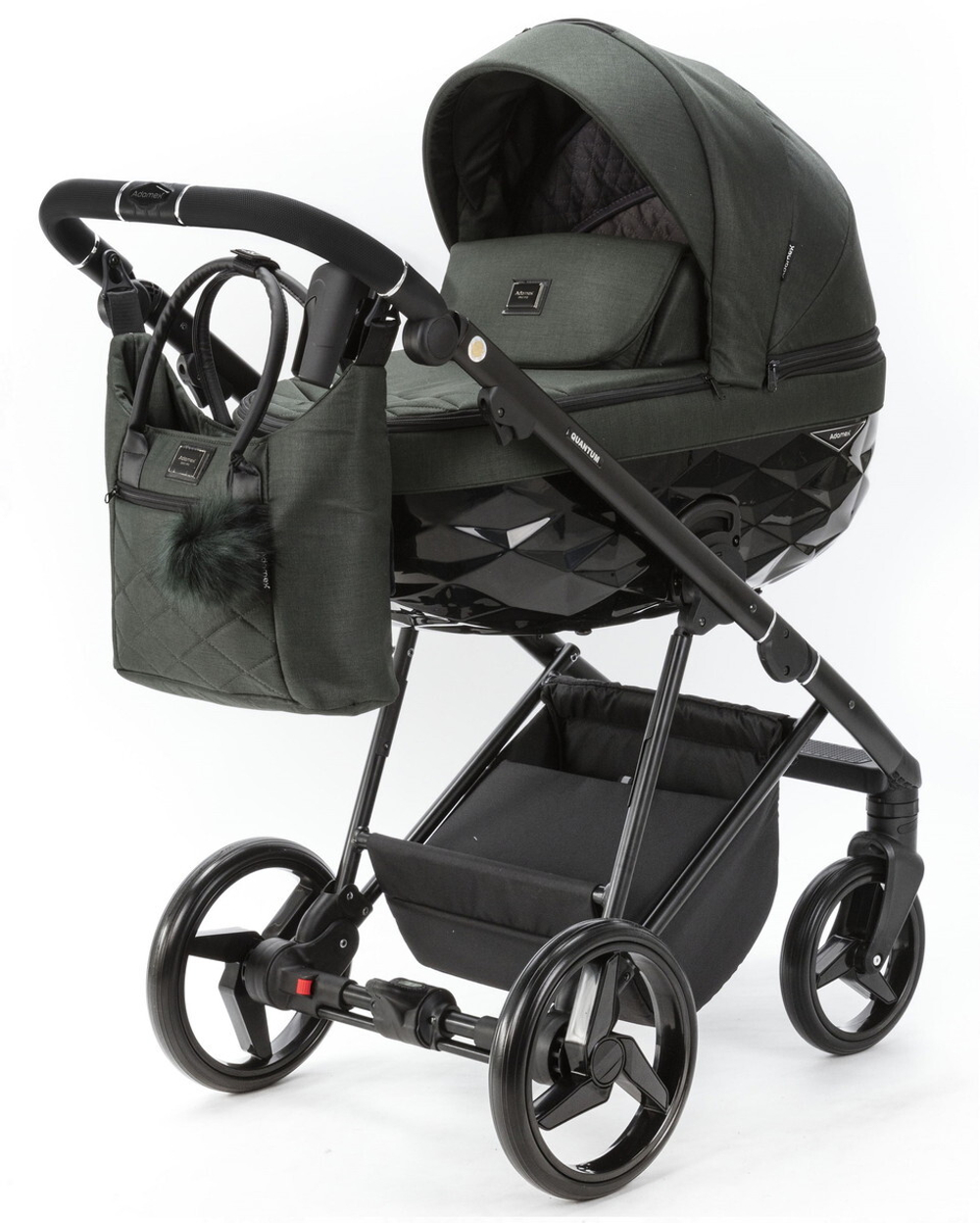 Детская коляска Adamex Quantum 3 в 1 Q-TK105 LUX (Т.ЗЕЛЕНЫЙ)