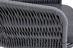 "Бордо" стул барный плетеный из роупа (колос), каркас из стали серый (RAL7022) муар, роуп серый 15мм, ткань темно-серая 027