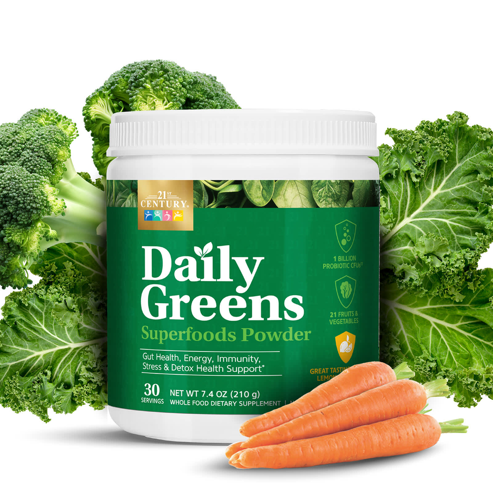 21st Century, Daily Greens, суперфуды в порошке, лимон и лайм, 210 г (7,4 унции)