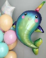 AN Шар Фигура Нарвал Дельфин с радужным рогом 39"/99*73 см (БГ-47)
