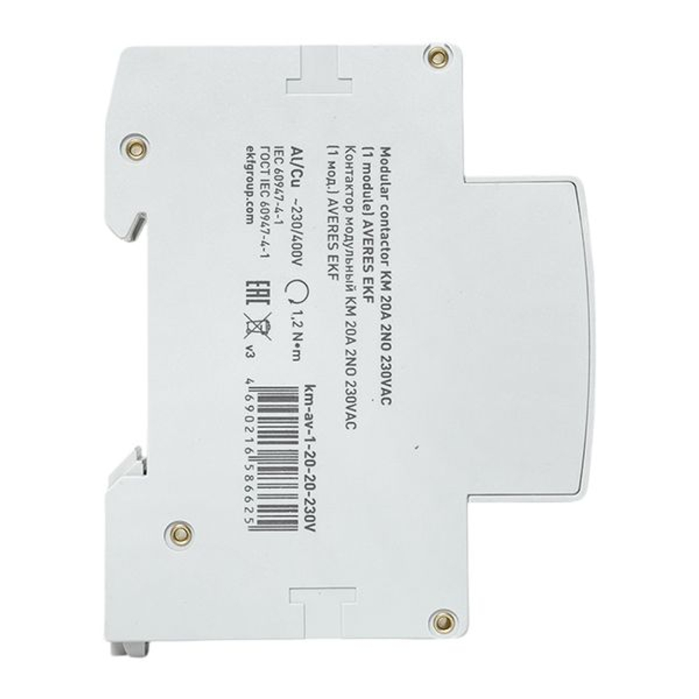 Контактор модульный КМ 20А 2NO 230В АС (1 мод.) AVERES EKF