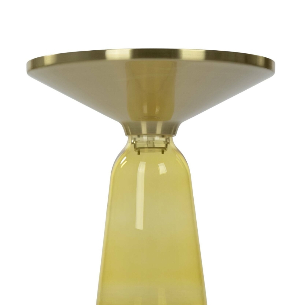 Кофейный столик Vaso Glass диаметр 50 стекло закалённое, желтый, черный