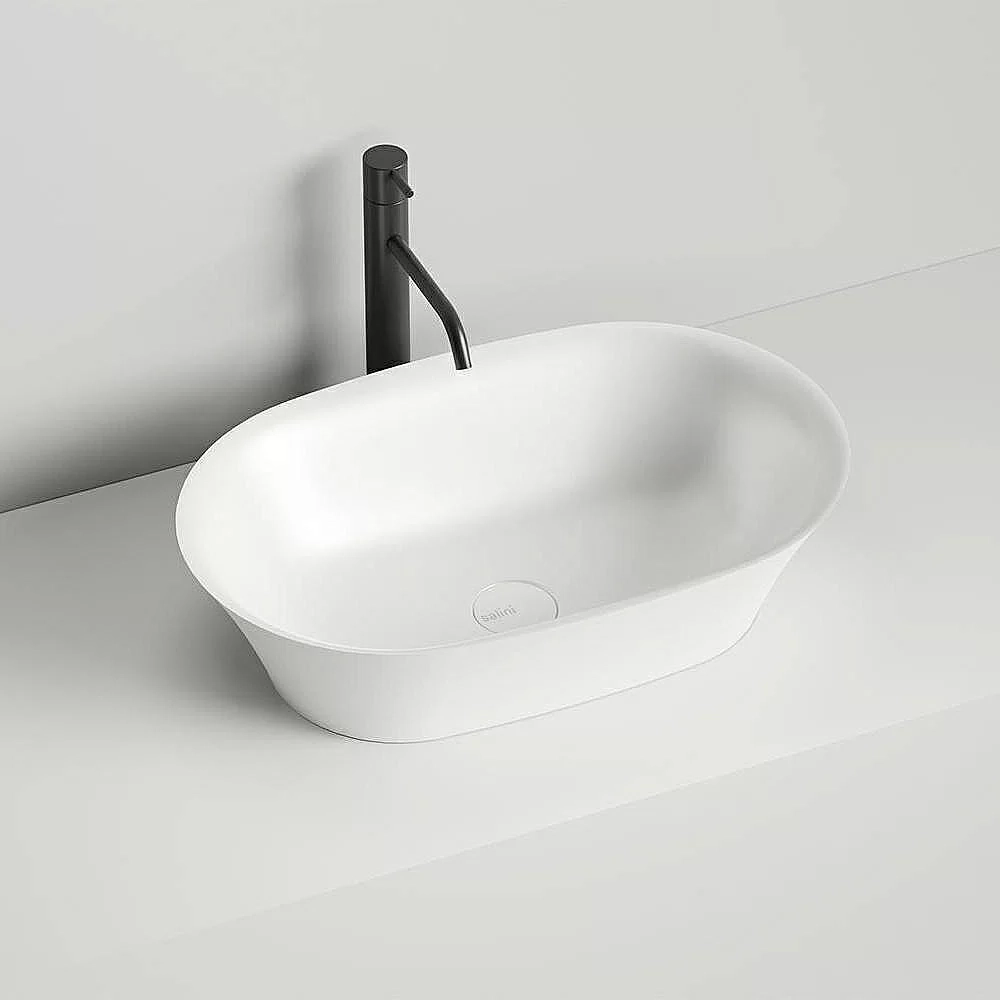 Раковина накладная Salini Mona 110821M 60 из искусственного камня S-Stone, белая матовая